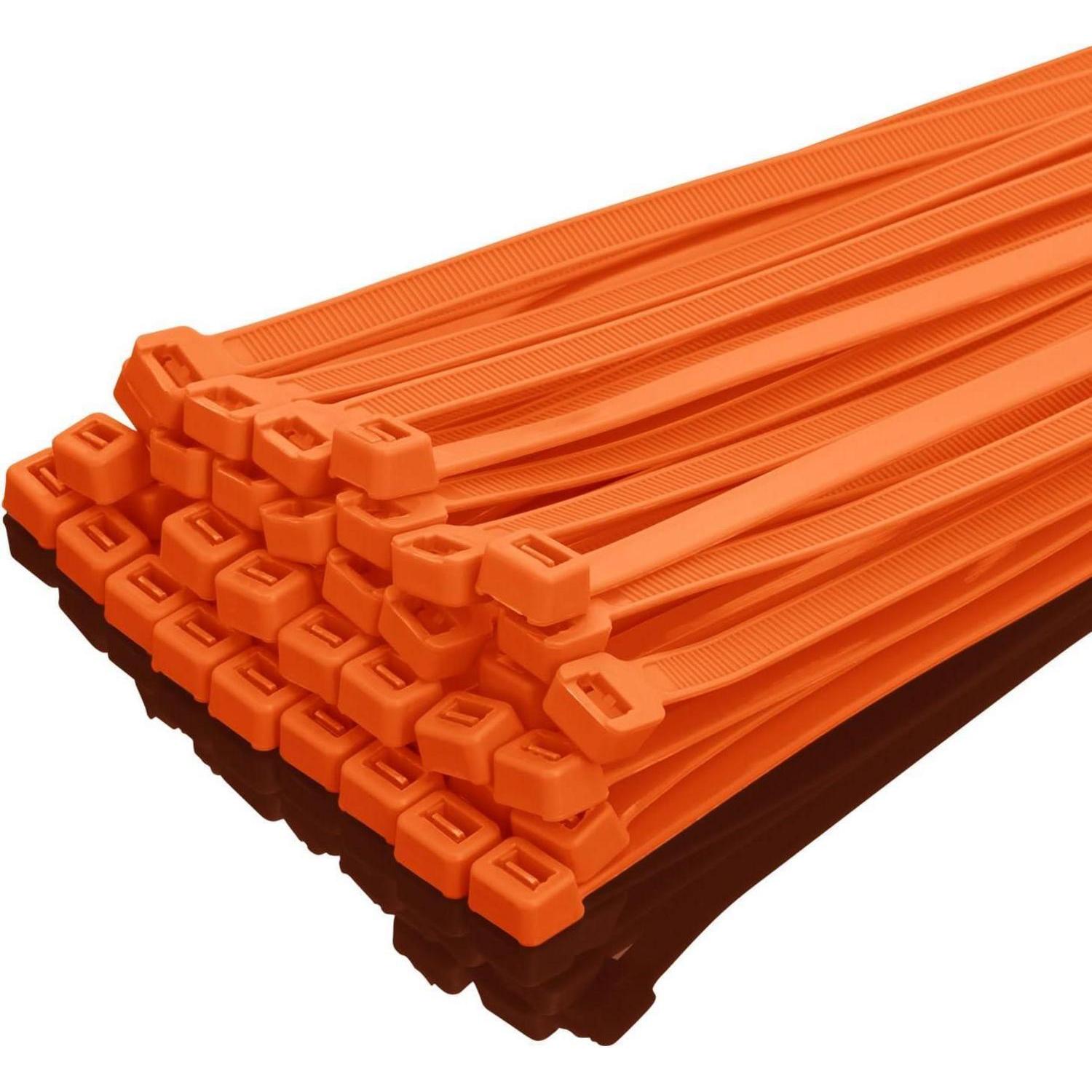 Kabelbinder 100 Stück, Strapazierfähig, 50kg Zugfestigkeit, 300mm X 7.6mm, Orange