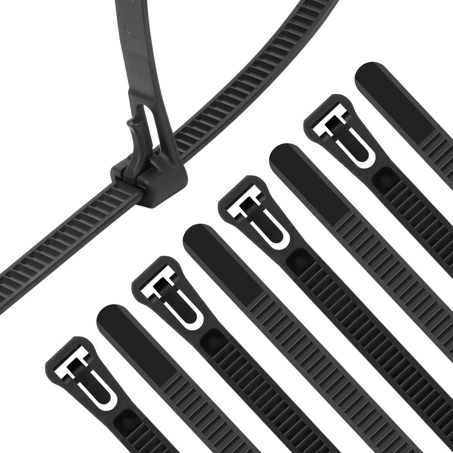 Wiederverwendbare Kabelbinder 100 Stück, 20,3 Cm, Schwarz, Hitze- Und Uv-beständig