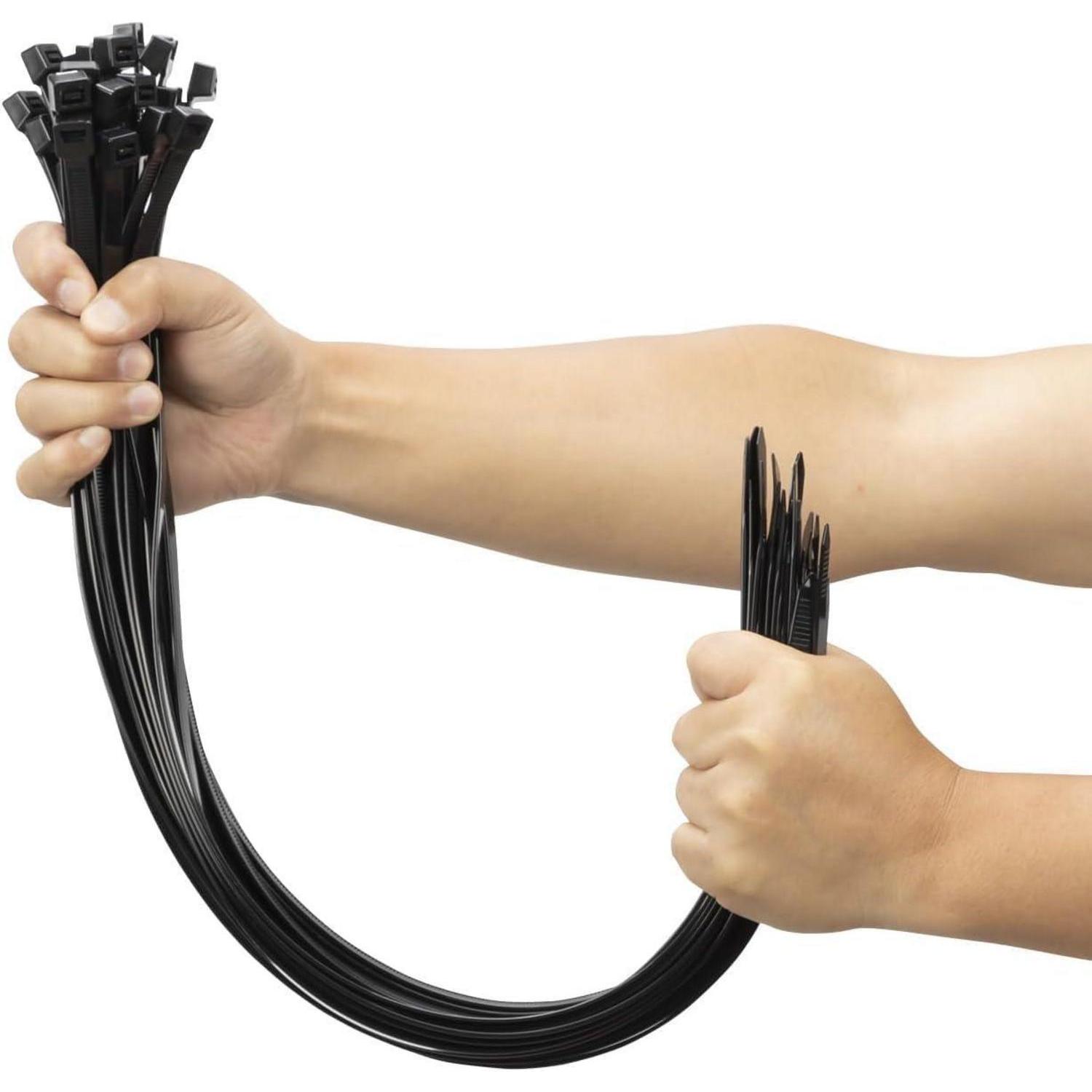 Große Schwarze Kabelbinder 61 Cm, 90 Kg Zugkraft, 500 Stück, Uv-beständig