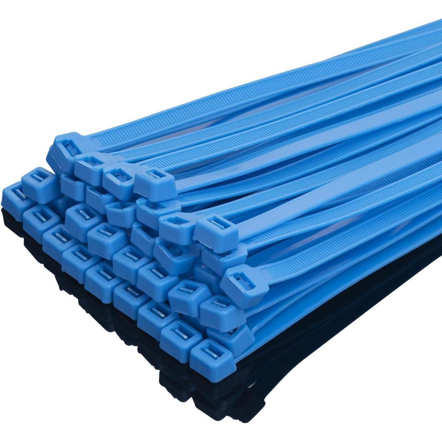 100 Stück Kabelbinder 300mm X 7,6mm Blau, Uv-beständig, 50kg Zugfestigkeit
