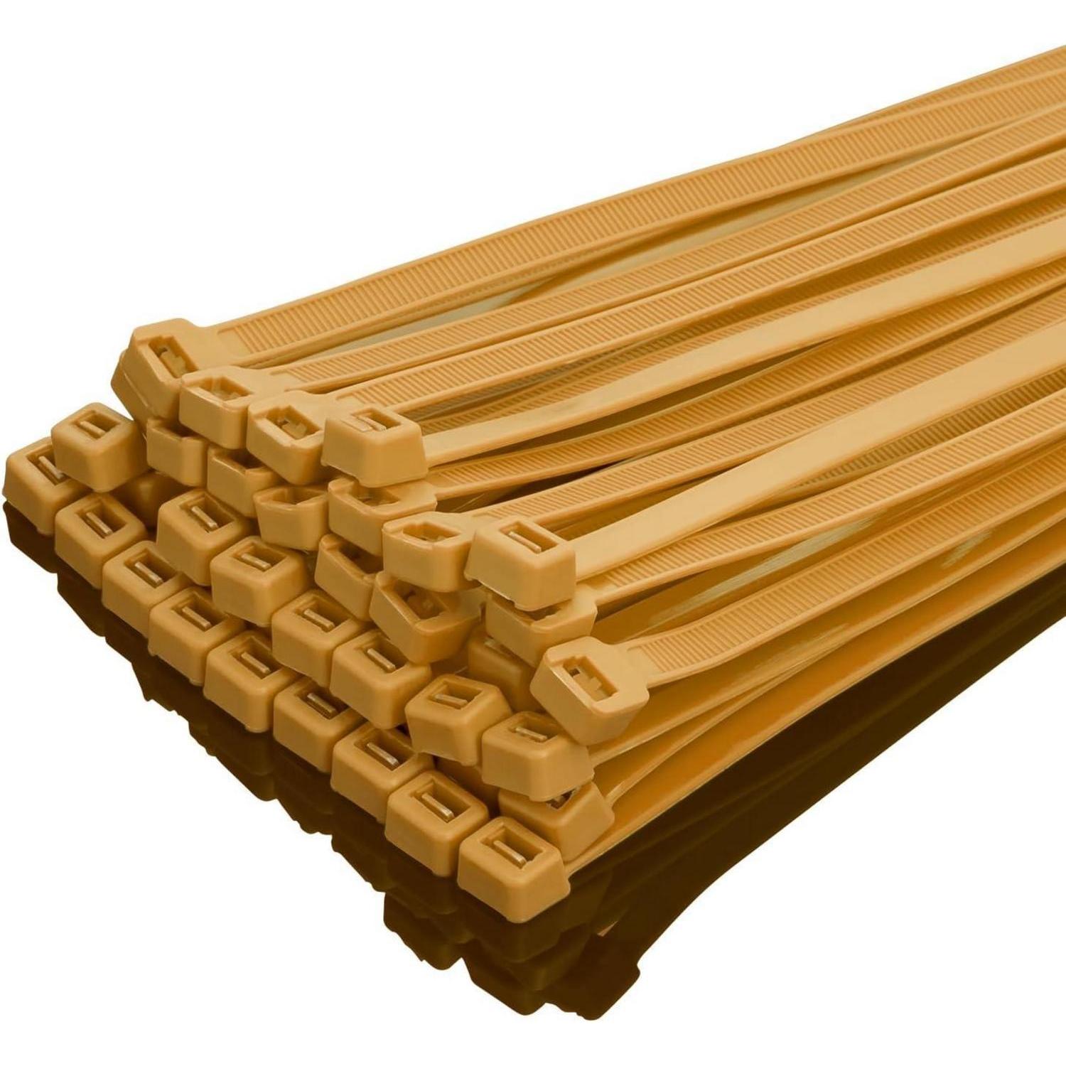 Kabelbinder 250mm X 7,6mm, 50kg Zugfestigkeit, Uv-beständig, Goldfarben, 100 Stück