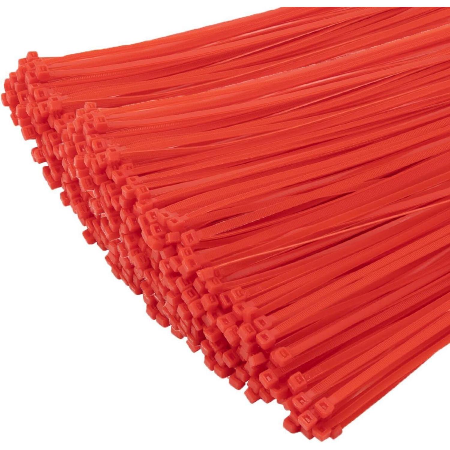 Kabelbinder 1000 Stück Rot 300mm X 4.8mm Uv-beständig 22,7 Kg Zugfestigkeit