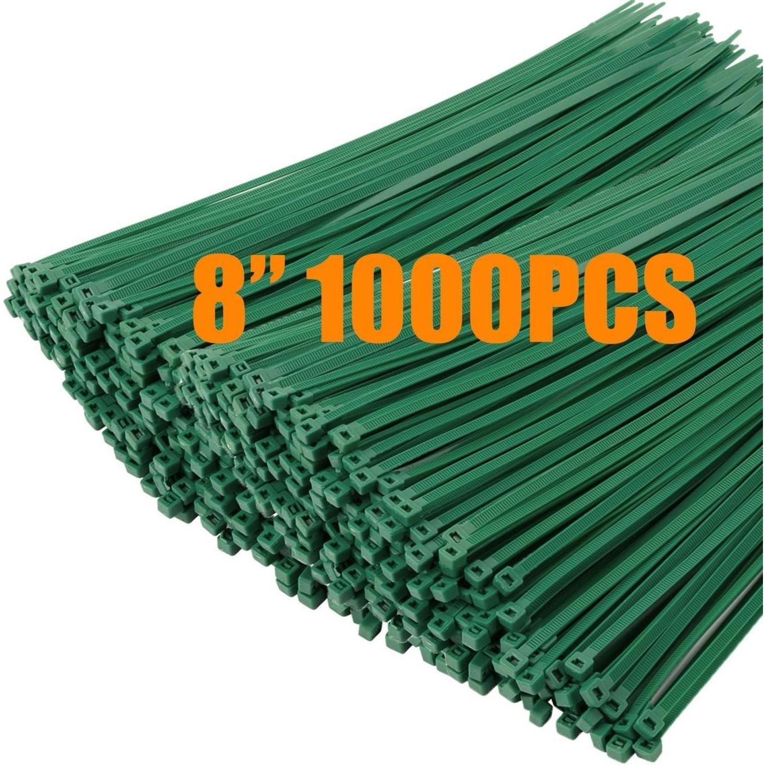 1000 Stück Kabelbinder Grün 200mm X 4.8mm Uv-beständig 22,7 Kg Zugfestigkeit