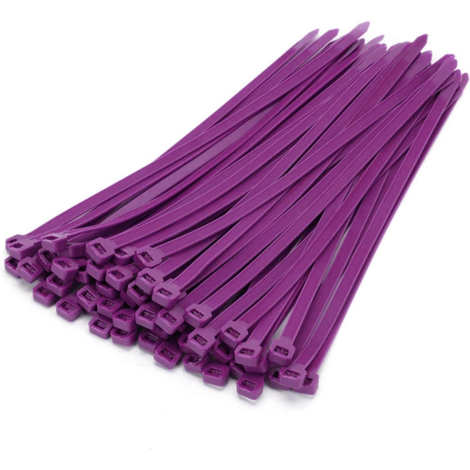 100 Stück Kabelbinder Lila 300mm X 7,6mm Uv-beständig 50kg Zugfestigkeit