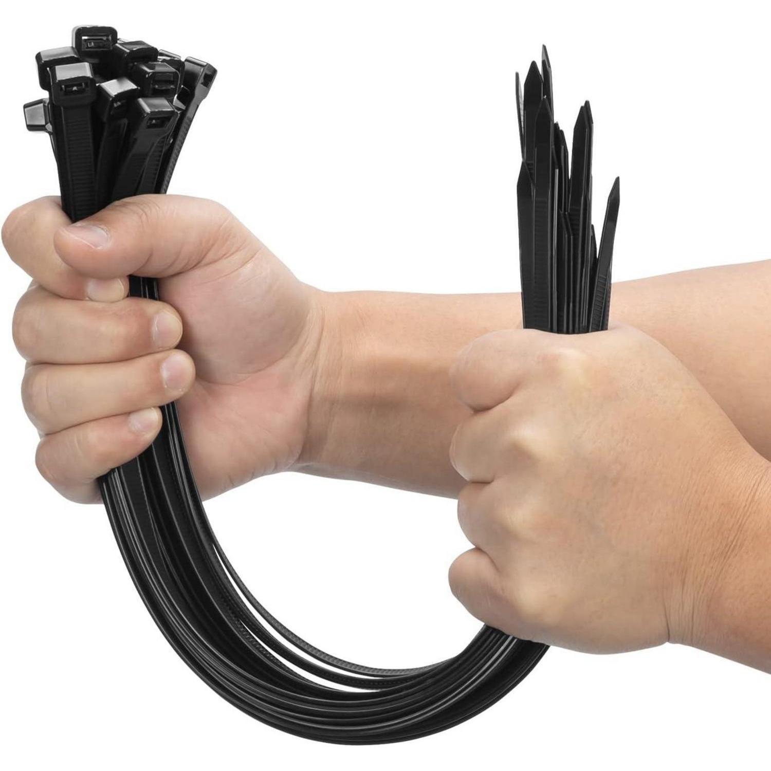 100 Stück Kabelbinder Schwarz 400mm X 9mm, 80kg Zugfestigkeit, Uv-beständig