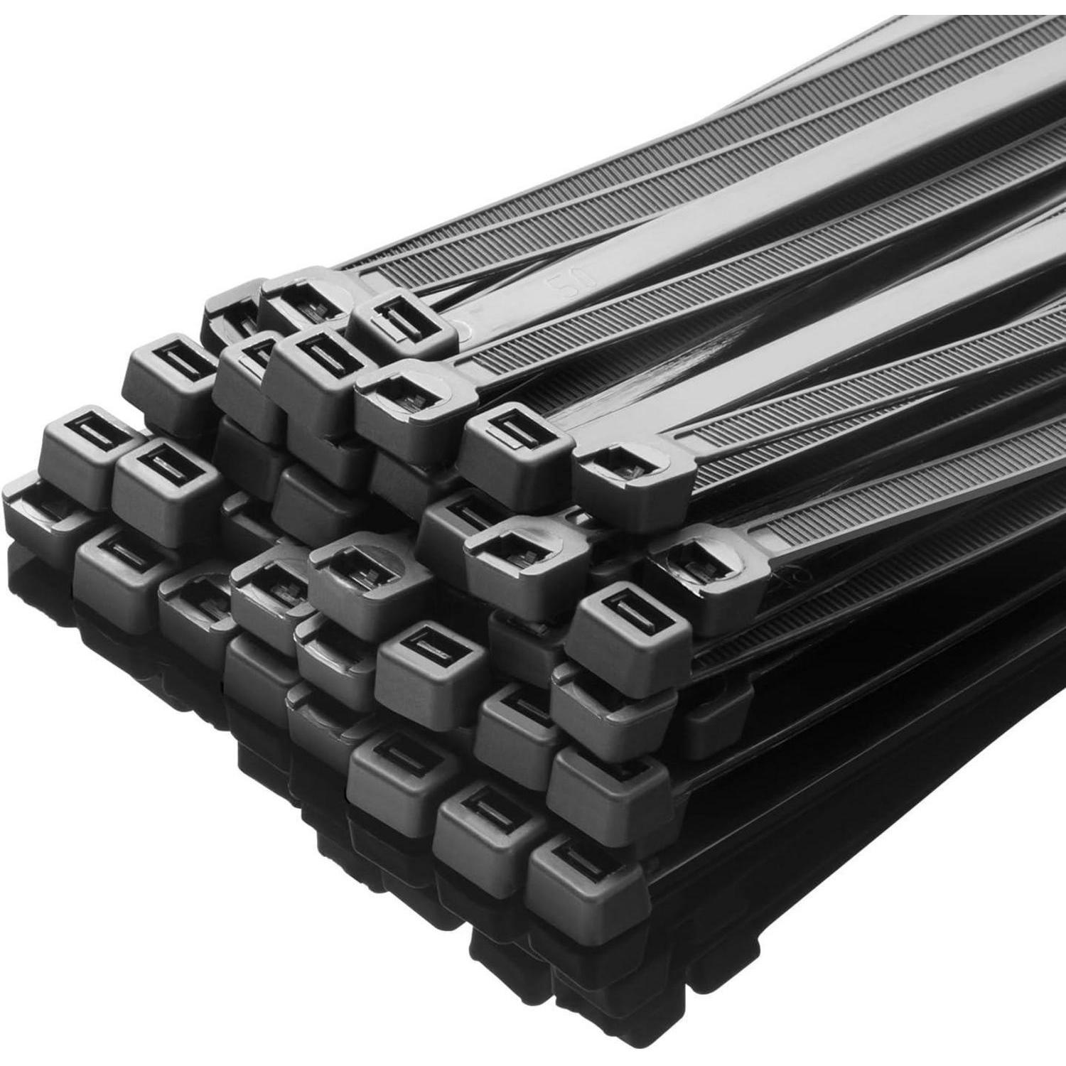 Kabelbinder 100 Stück Schwarz 300mm X 7.6mm Uv-beständig 75kg Zugfestigkeit