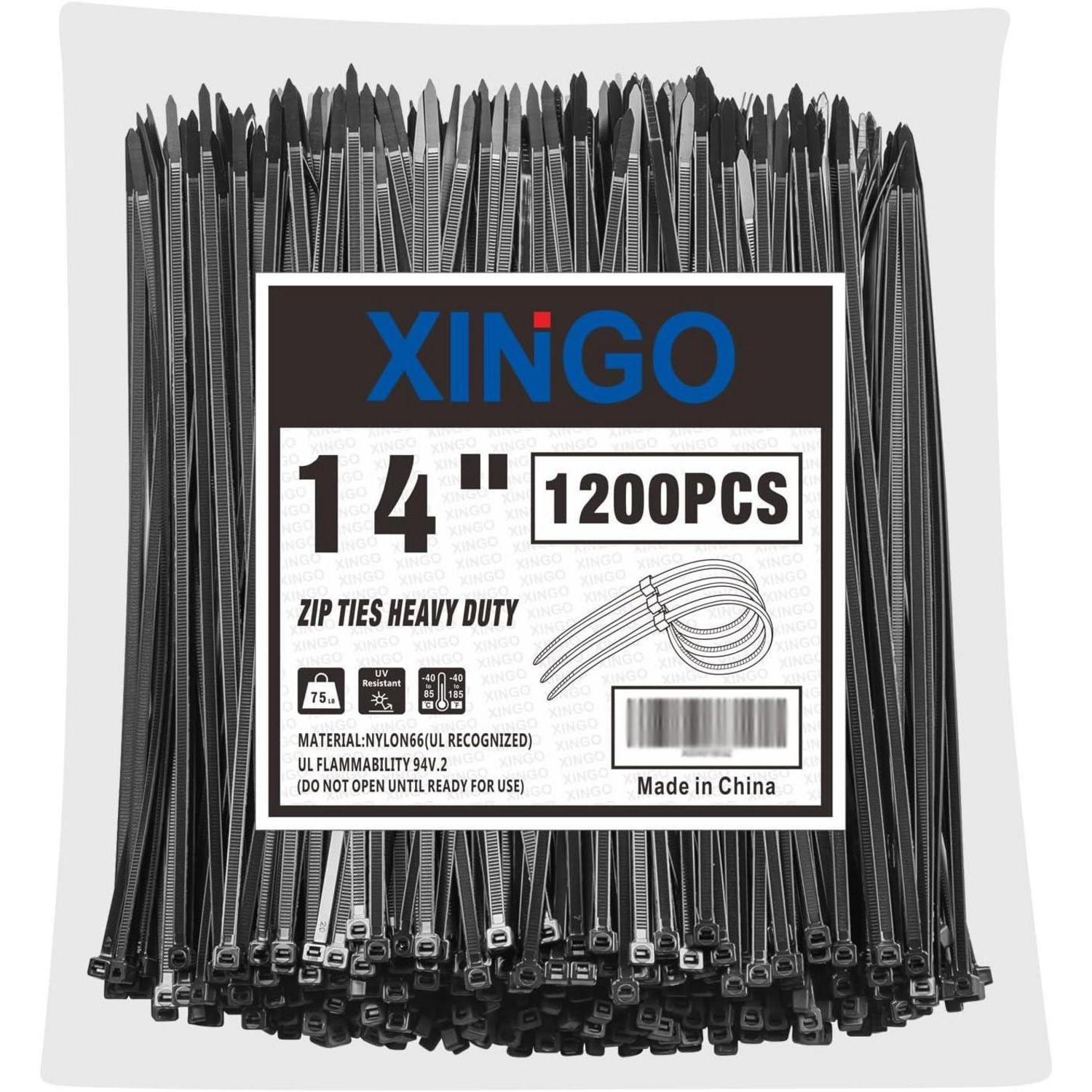 Kabelbinder Schwarz 350mm, 1200 Stück, Uv-beständig, 37kg Zugfestigkeit