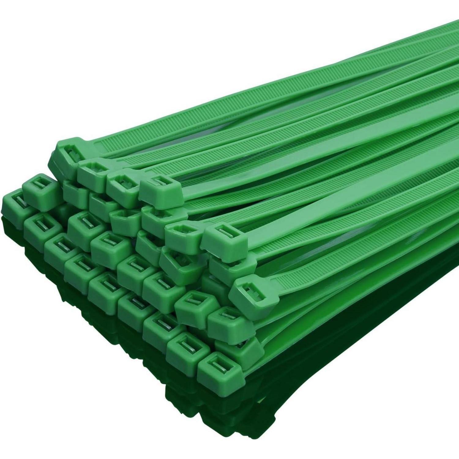 Kabelbinder 100 Stück, 250mm X 7.6mm, Grün, 50kg Zugfestigkeit, Nylon