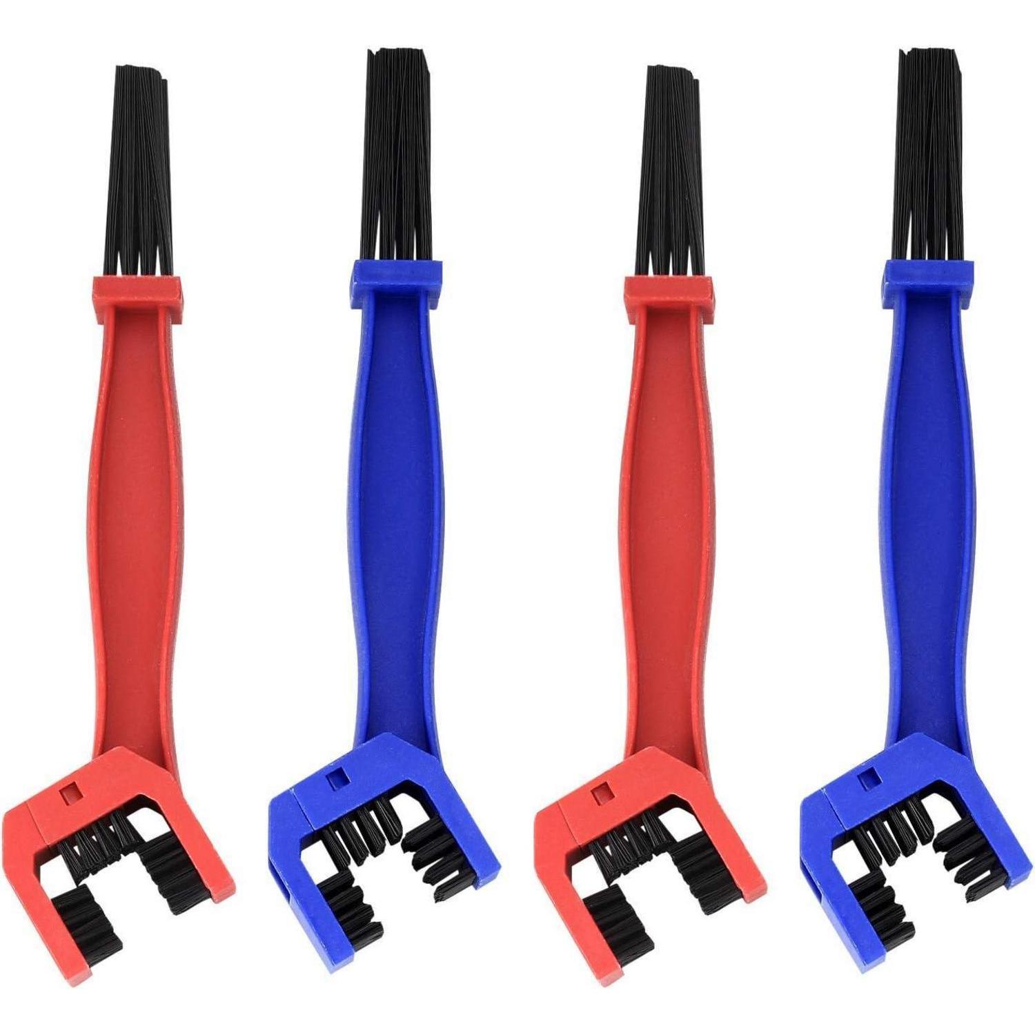 Kettenreinigungsbürste 4 Stück, Fahrrad Motorrad Reinigungswerkzeug, Rot/blau
