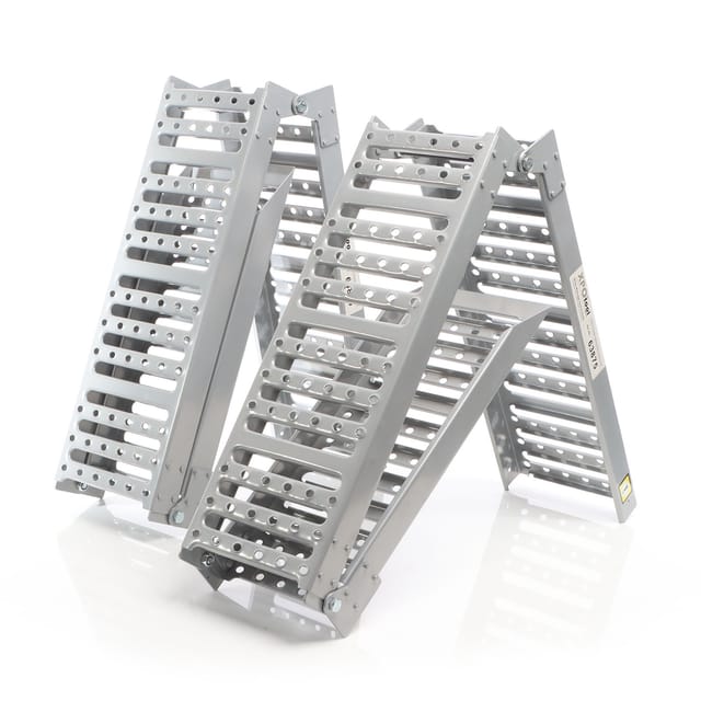 XPOtool 2x Auffahrrampe max. 800 kg 3-fach klappbar 195,5 cm für Motorrad ATV Quad, Stahl Auffahrschiene faltbar, Verladerampe rutschsicher