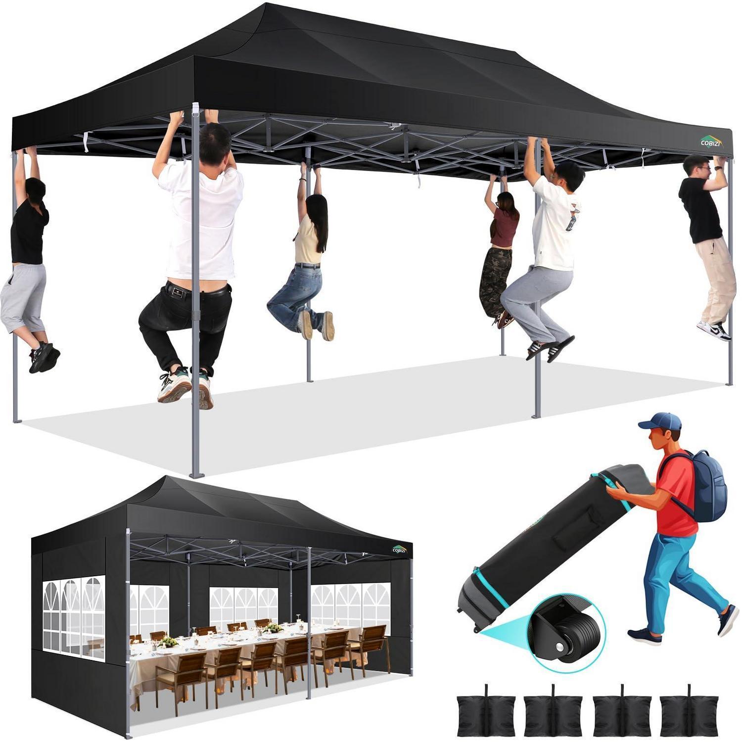 Pop-up Pavillon 3x6m Mit 6 Seitenwänden, 100% Wasserdicht, Höhenverstellbar
