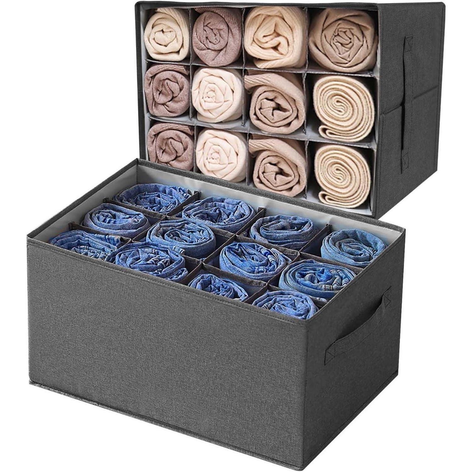 Kleiderschrank Organizer 2 Stück Mit 12 Fächern Für Hosen, Jeans, Pullover