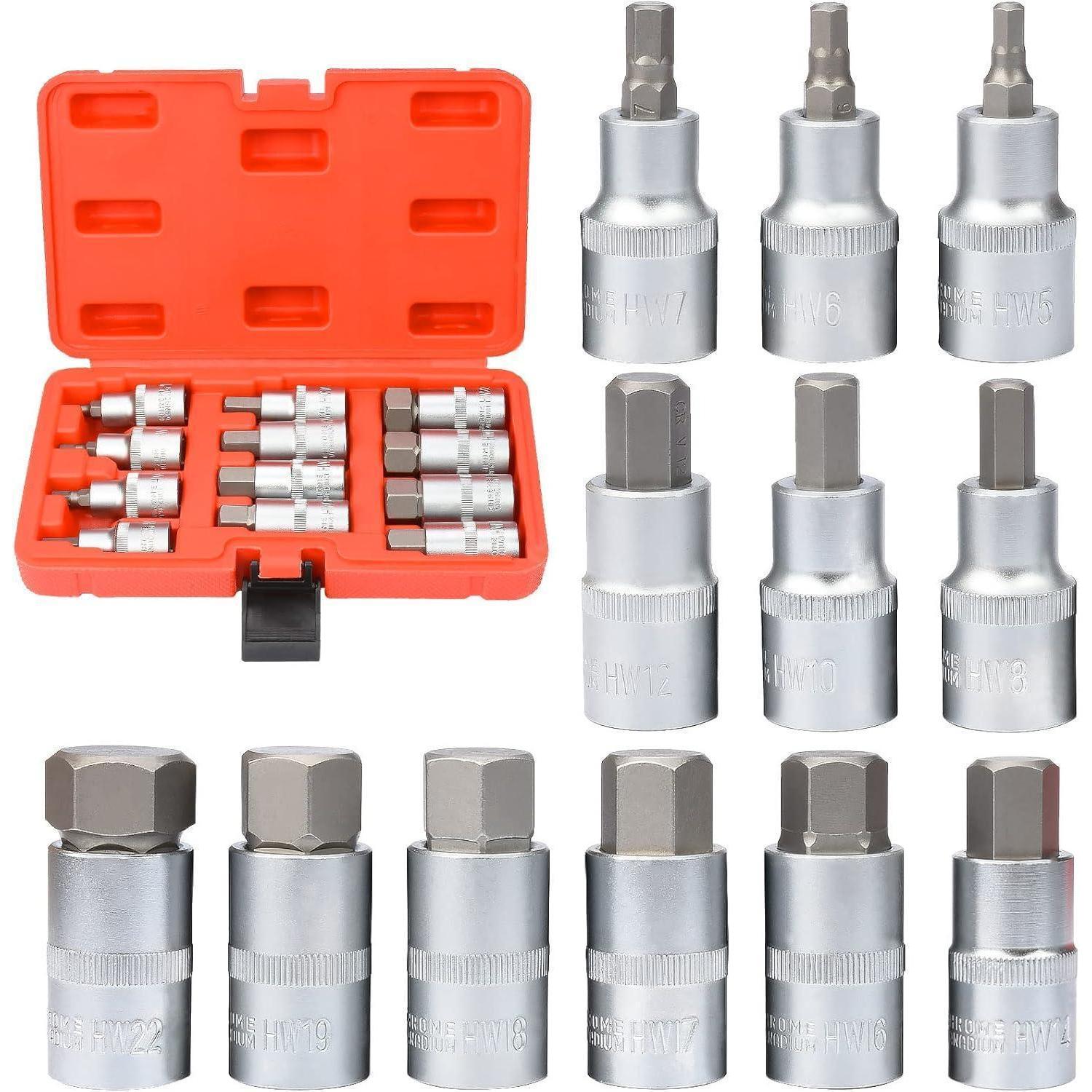 Innensechskant Nuss Satz 12tlg. Chrom-vanadium-stahl 5-22mm Mit Koffer
