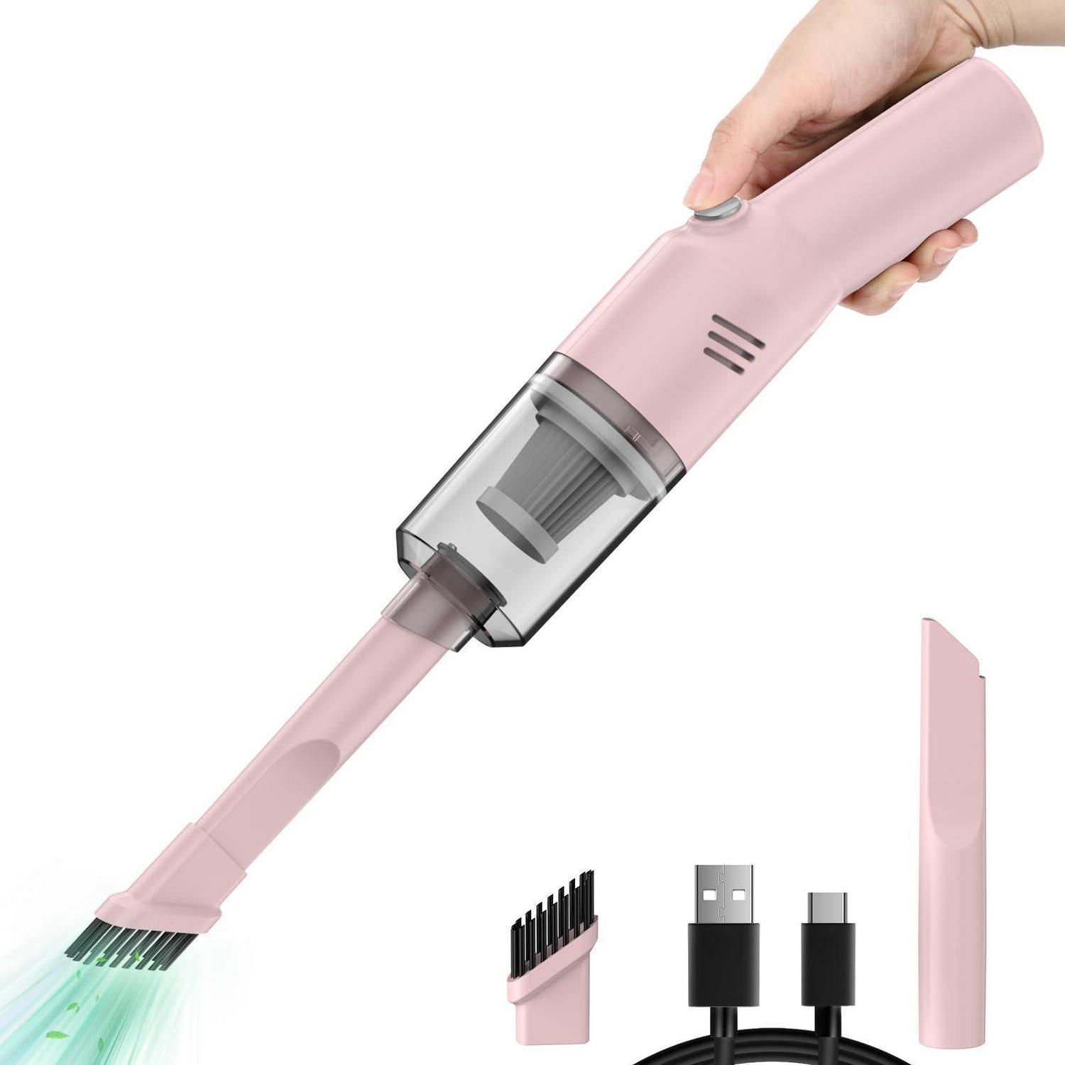 Akku Handstaubsauger Kabellos, Usb-c Wiederaufladbar, Stark & Kompakt, Rosa