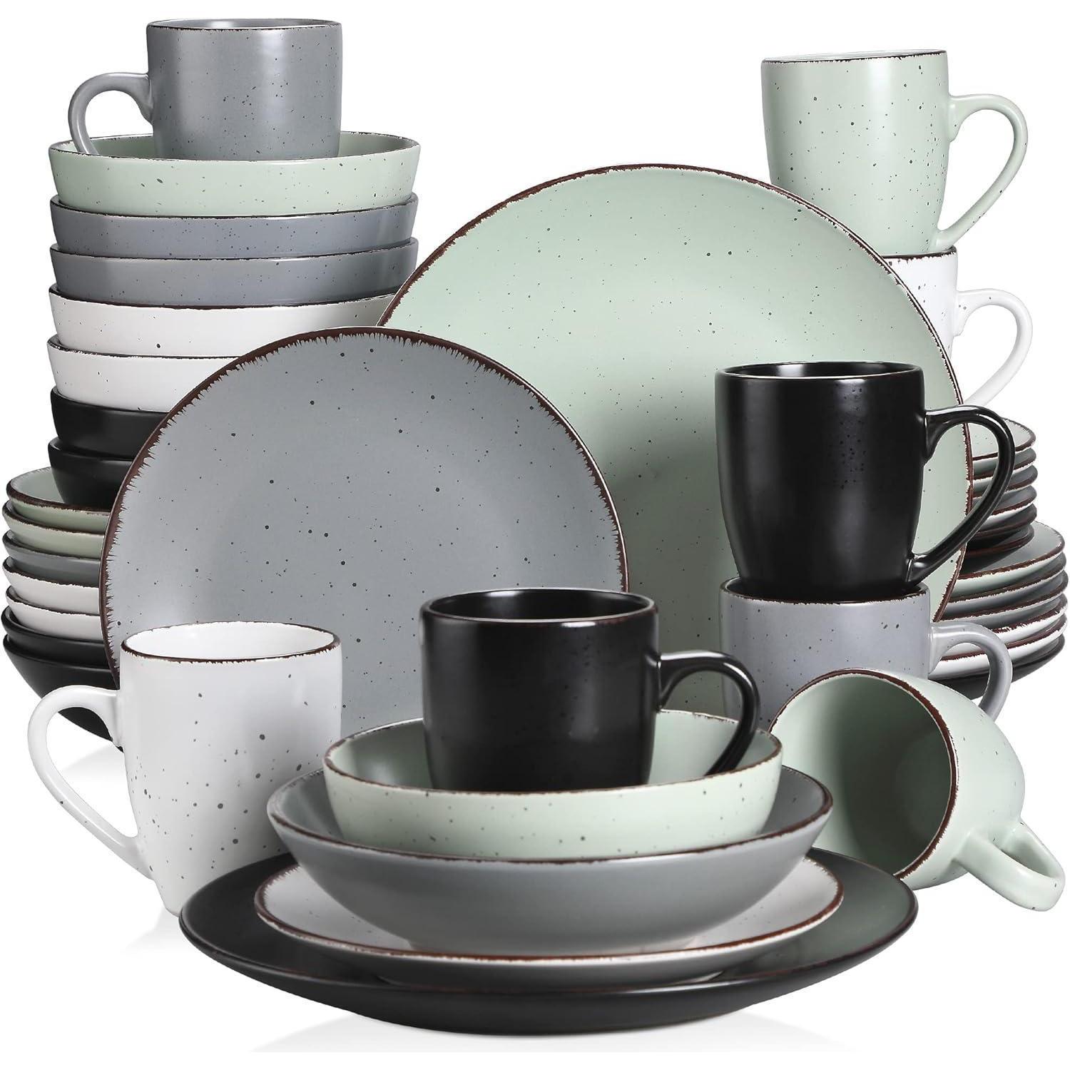 40-teiliges Tafelservice Steingut Im Vintage-look, Mehrfarbig