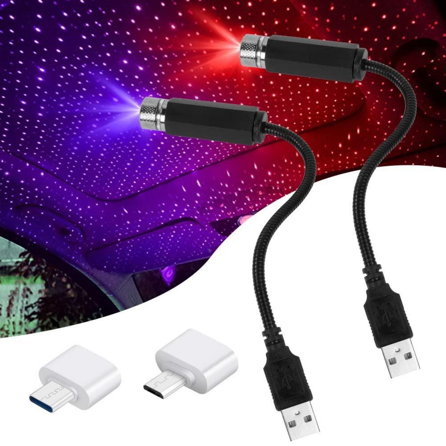 Led Sternenhimmel Projektor 2 Stück Usb Einstellbar Rot + Lila Blau