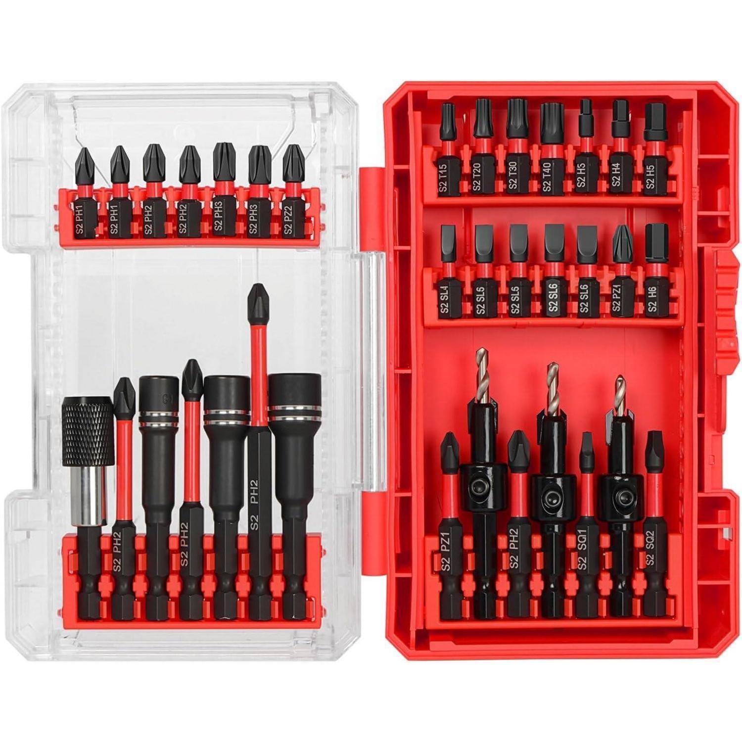 35-teiliges Impact Ready Bit-set Mit Koffer, 28 Schrauberbits, 3 Senkerbohrer, 3 Nüsse, Schnellwechsel-chuck