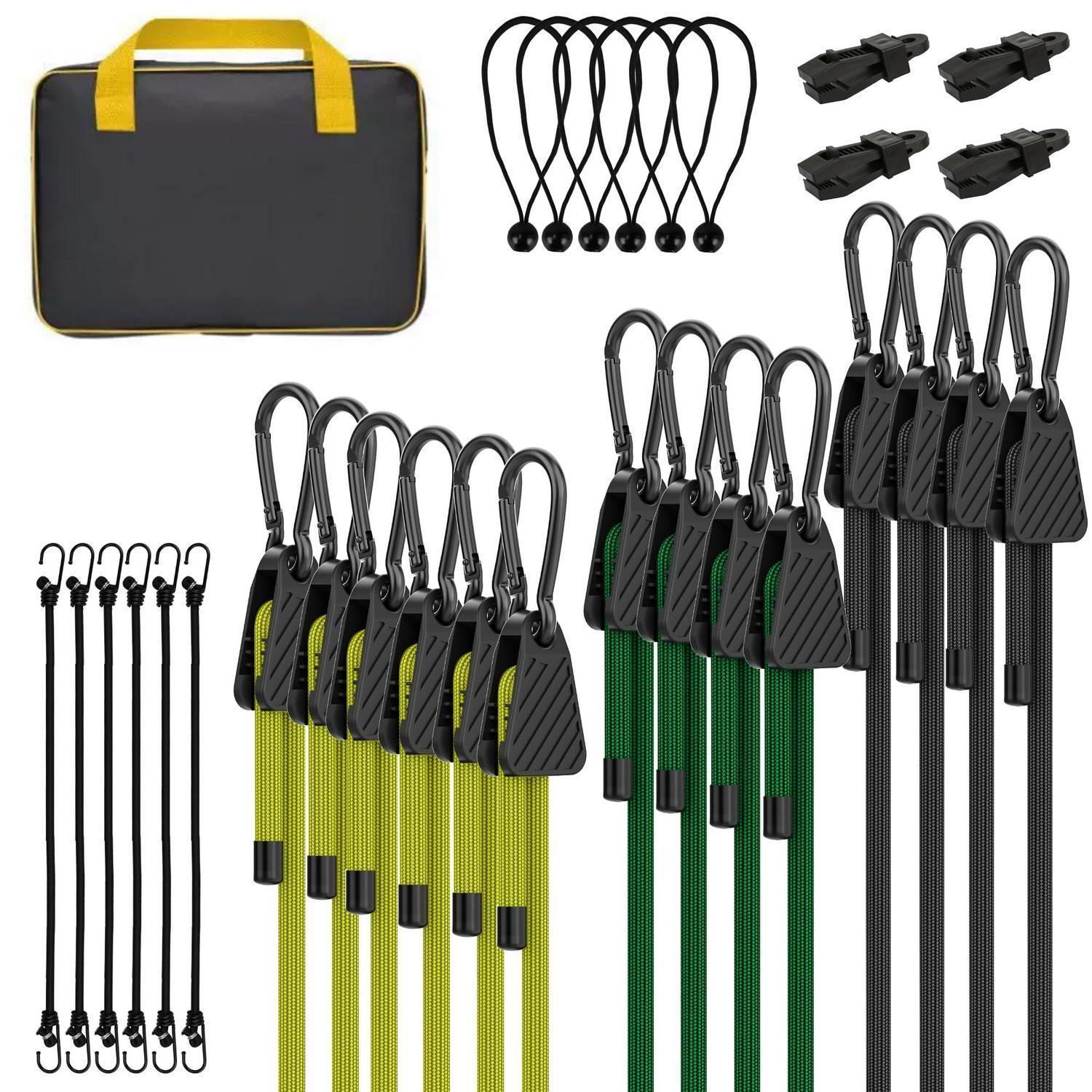 Spanngummi Set 30tlg. Mit Haken & Clips, Verstellbar, Für Outdoor & Transport