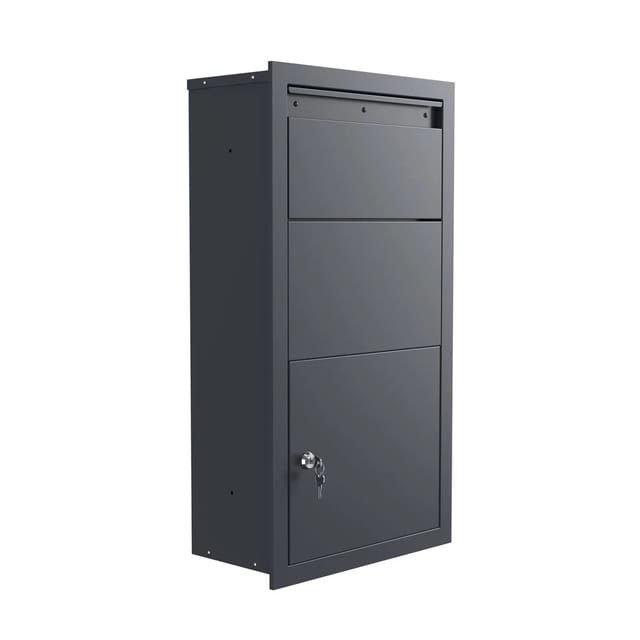 Xpotool - Paketkasten Anthrazit 470 x 220 x 870 mm, Paketbox Zuhause, private Paketannahme passend für Pakete und Päckchen, Wandbriefkasten Stahl