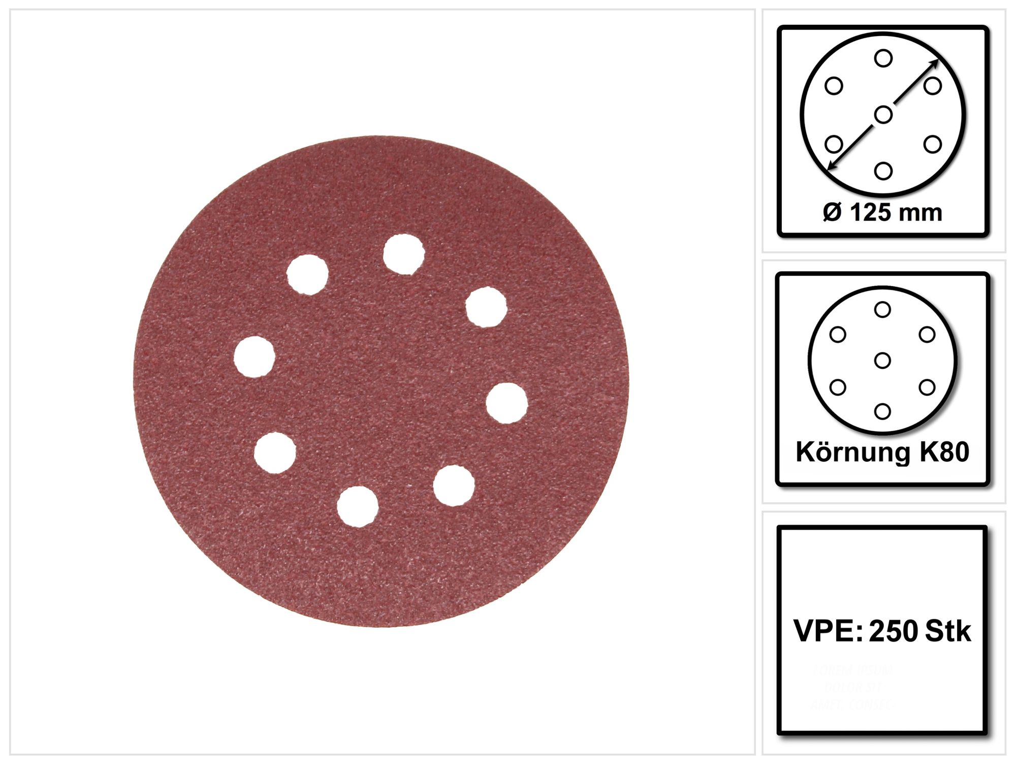 Makita 5x Schleifpapier Klett 125mm K80 250 Stk. ( 5x P-43642 ) Für Dbo Bo Dcw Dwe Gex Pex Sxe Bos