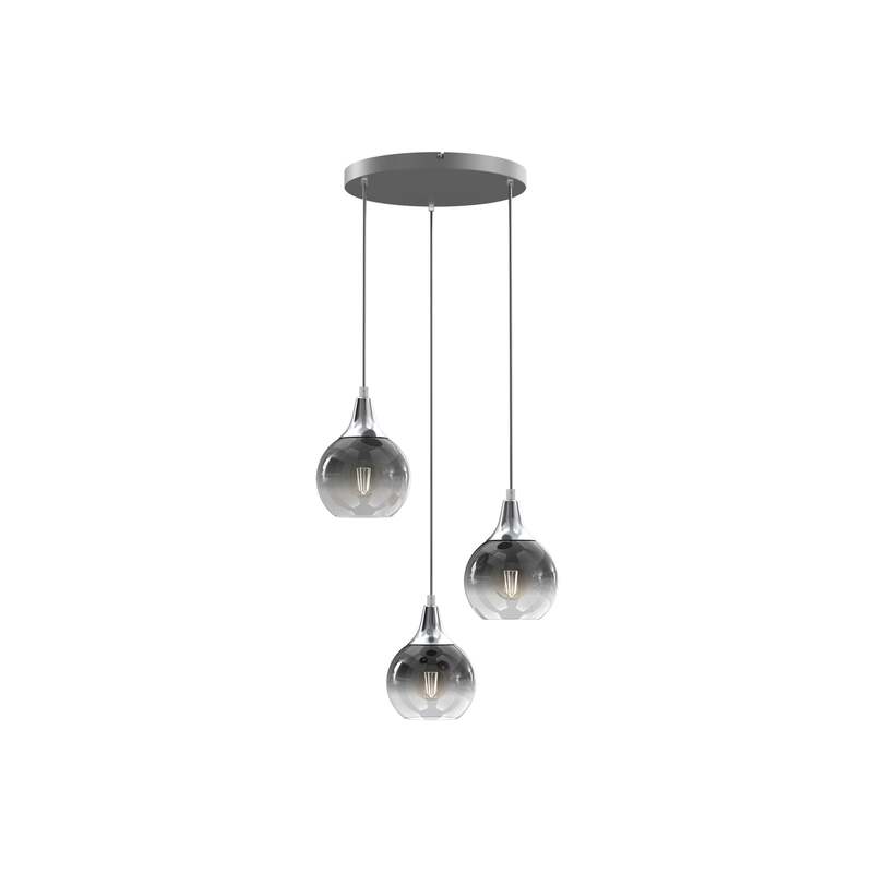 [gebraucht] B-ware Hängeleuchte Monte 3-flammig Silber E27 60w Variabel 30-90 Cm Milagro