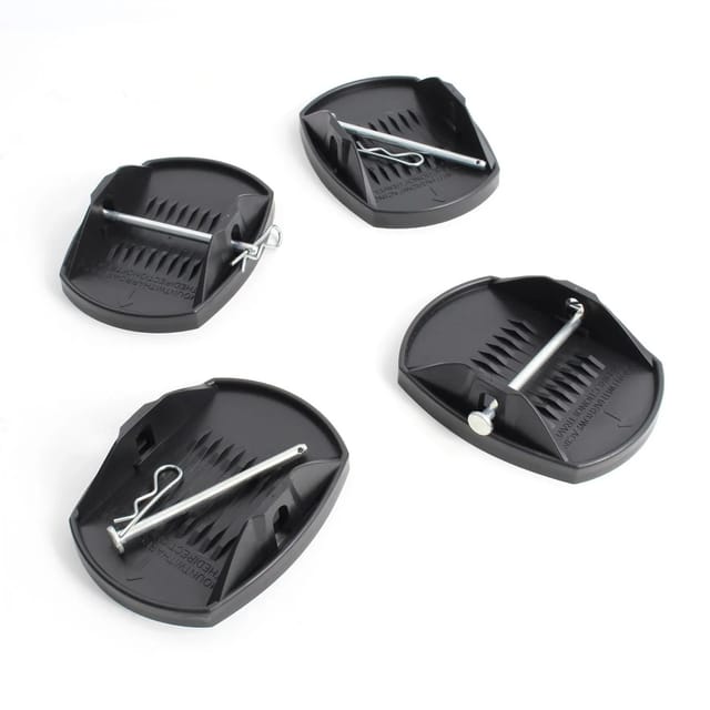 XPOtool 4x Stützplatten 180 x 145 mm mit Metallstift für Kurbelstütze von Wohnwagen, Wohnmobil, Caravan und Anhänger, Kurbelstützenplatten