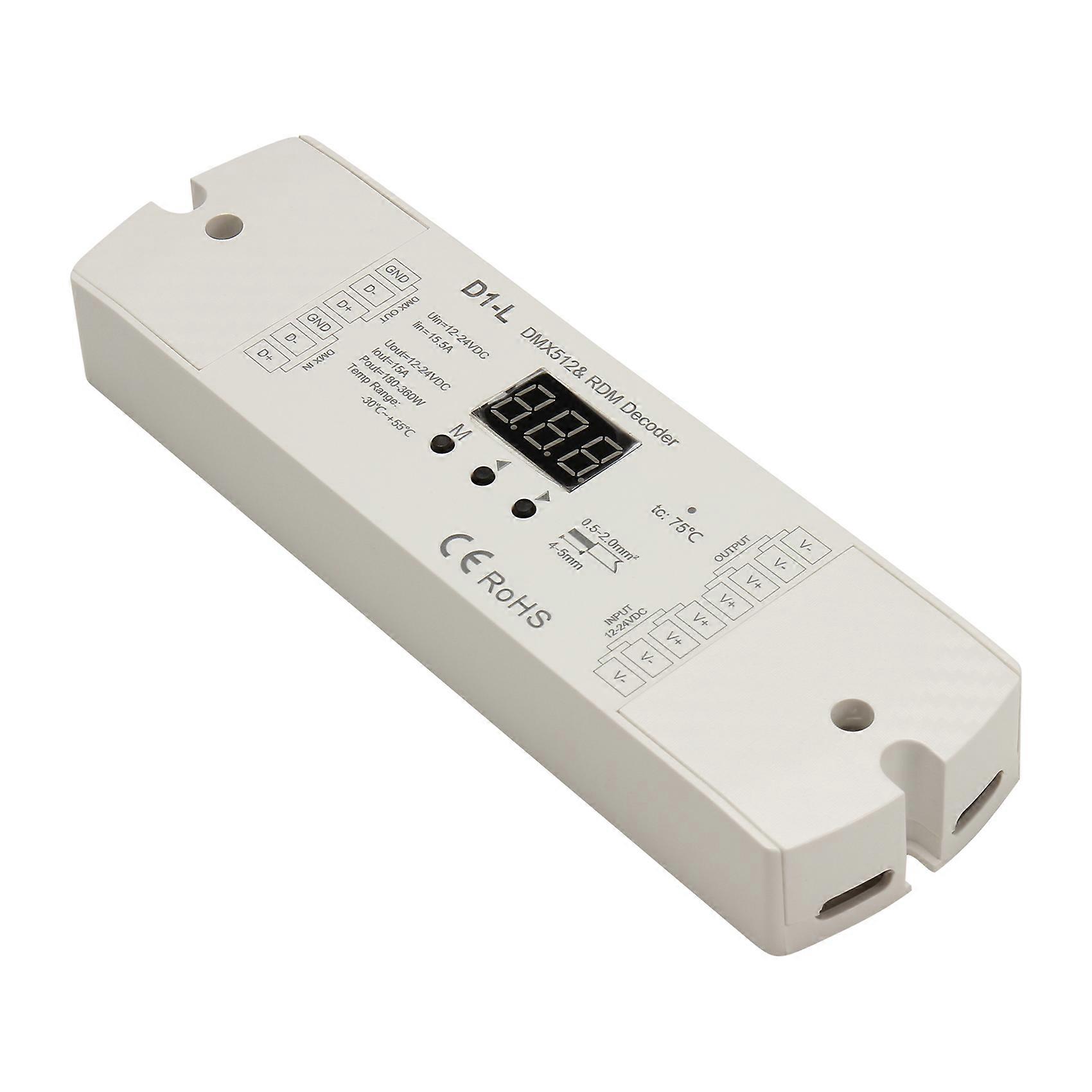 Dmx512 Monochrom-decoder D1-l 1chx15a 12-24vdc Pwm-frequenz-tastenadressierbarer Monochrom-led-streifen-controller
