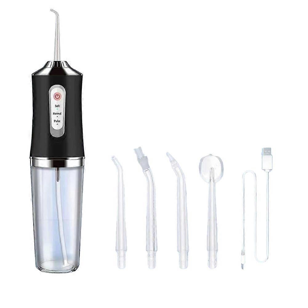 Kabellose Munddusche, 3 Modi, 4 Düsen, Wiederaufladbar, Ipx7 Wasserdicht, Geeignet Für Reisen Und Den Gebrauch Zu Hause (schwarz).