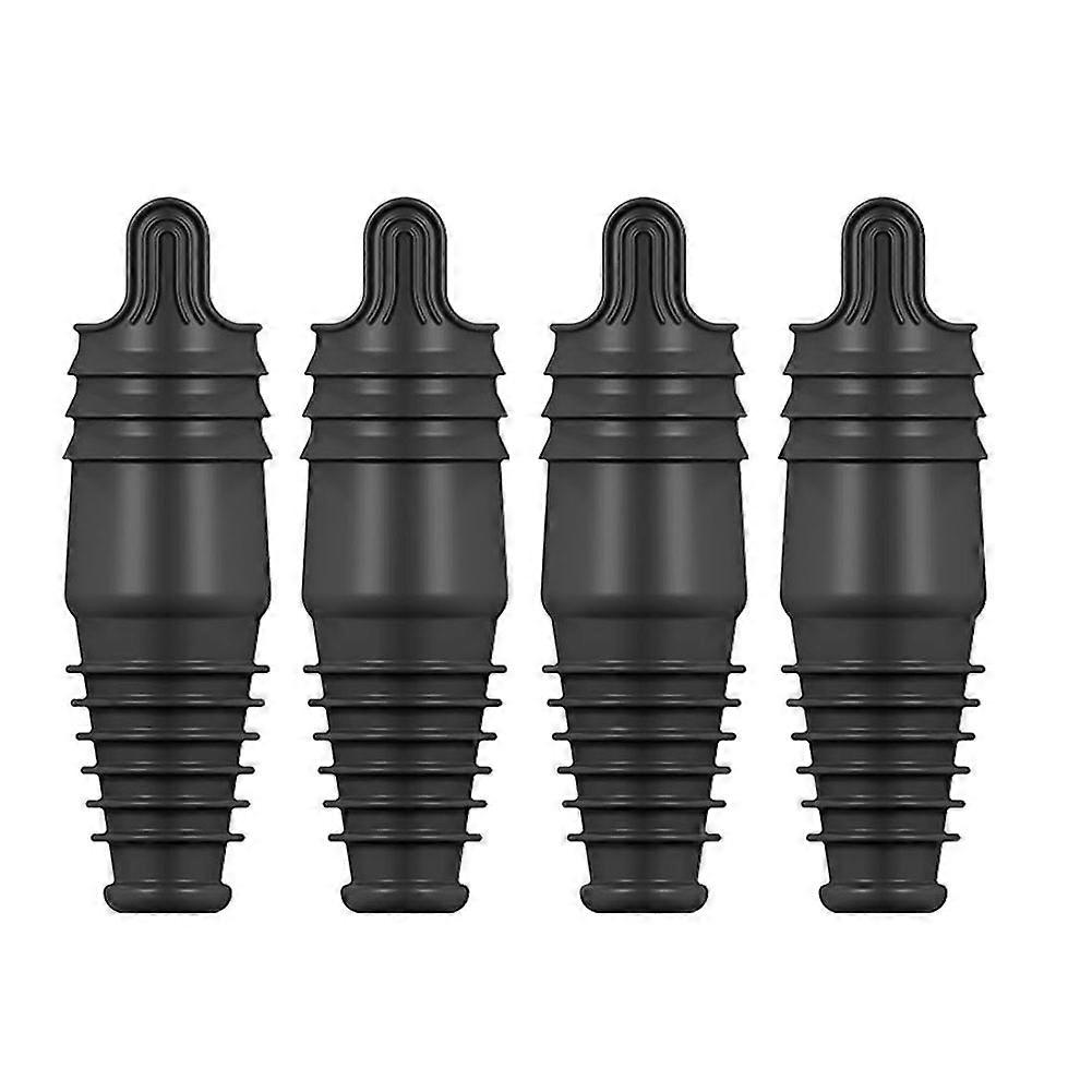 Set Mit 4 Wiederverwendbaren Silikon-weinstopfen, Schwarze Champagnerstopfen