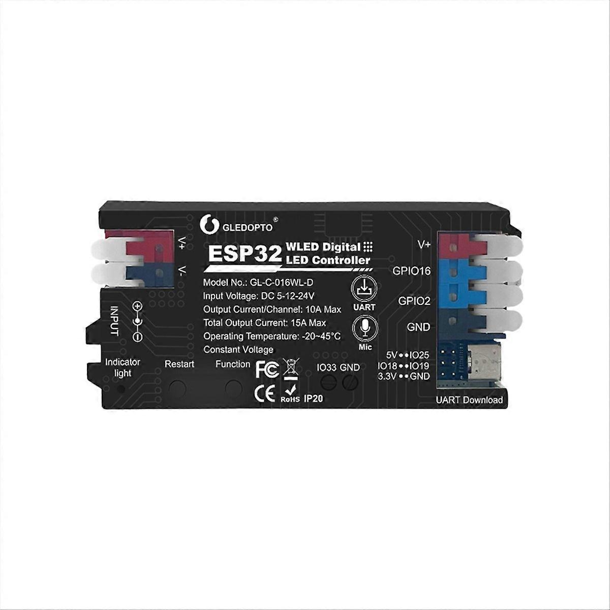 Esp32 Wled Led-controller Mit Mikrofon, Musiksynchronisation, Kompatibel Mit Ws2811/ws2812/ws2813/ws2815 Led-streifen (schwarz)