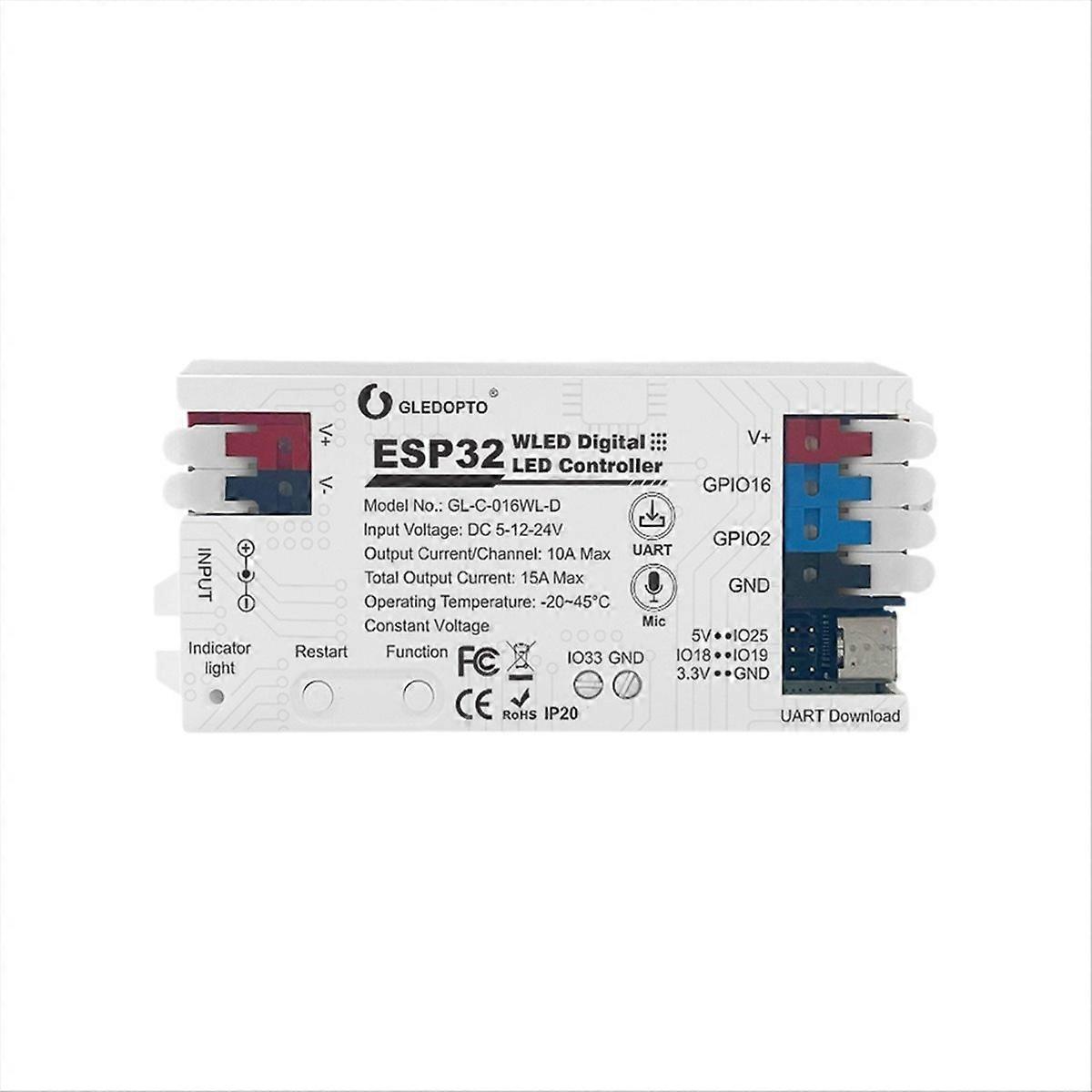 Esp32 Wled Led-controller Mit Mikrofon, Musiksynchronisation, Kompatibel Mit Ws2811/ws2812/ws2813/ws2815 Weißen Led-streifen