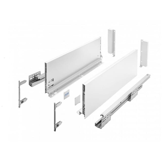 Ms Beschläge - Stahl Unterfluführungen Schubladensystem Weiß Soft Close Dämpfung 550mm 168mm