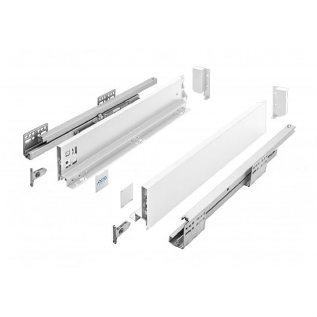 Ms Beschläge - Stahl Unterfluführungen Schubladensystem Weiß Soft Close Dämpfung 400mm 86mm