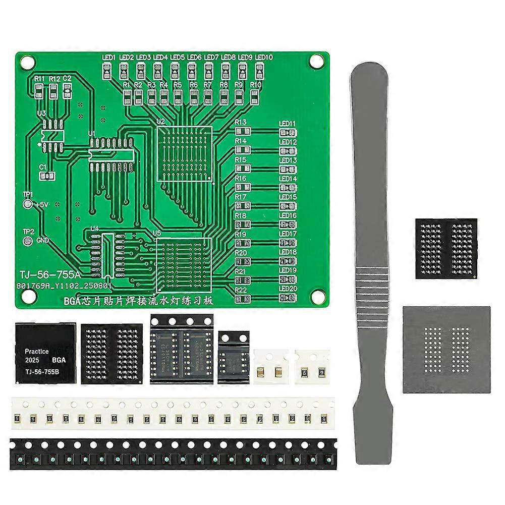 Leiterplatten-bestückungsset Zum Üben Des Lötens Von Bga 555+4017 Smd-bauteilen Mit Led-lichteffekt.