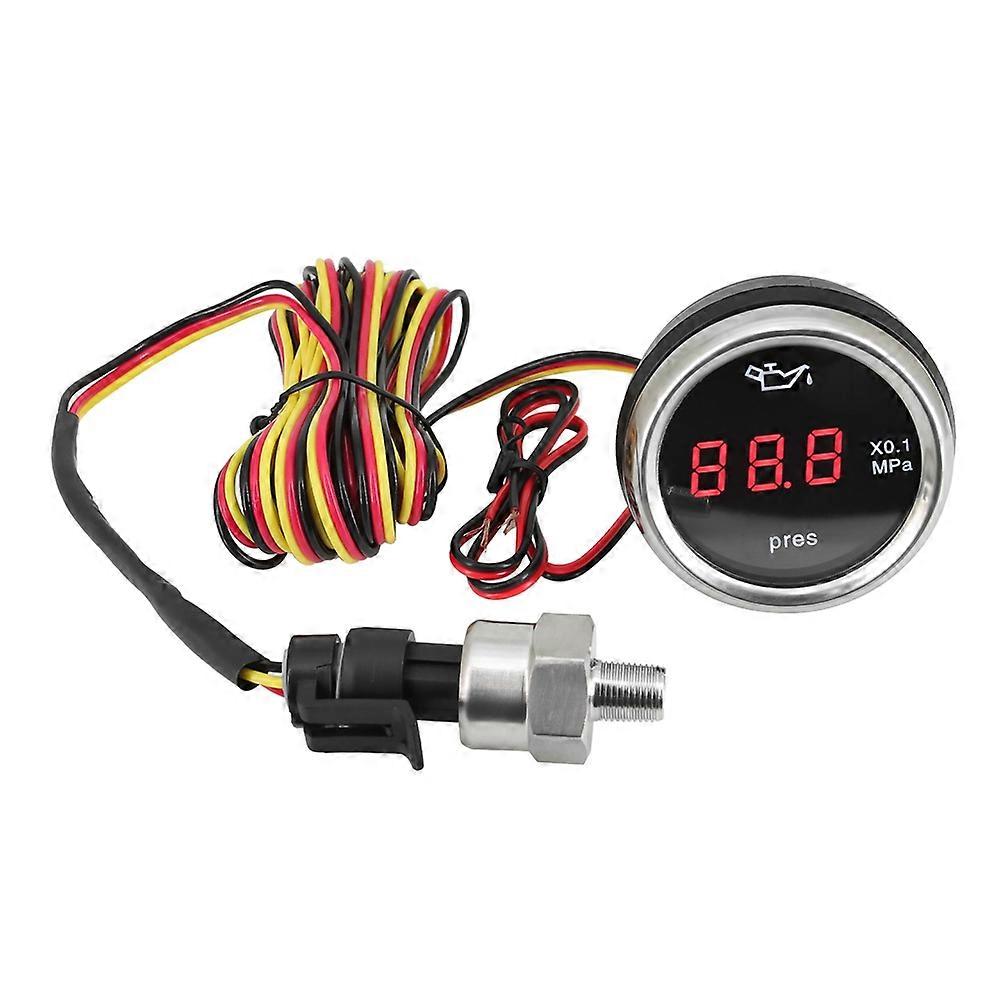 Öldruckanzeige 0–1,0 Mpa, 52 Mm (2"), Mit Sensor, 1/8"-npt-gewinde, Blinkende Rote Led, Für Auto Und Yacht