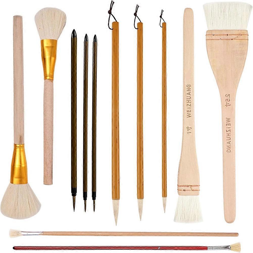 Set Mit 12 Emaillepinseln Für Keramik, Verschiedene Formen, Für Keramik Und Aquarell – Wollpinsel Für Künstler