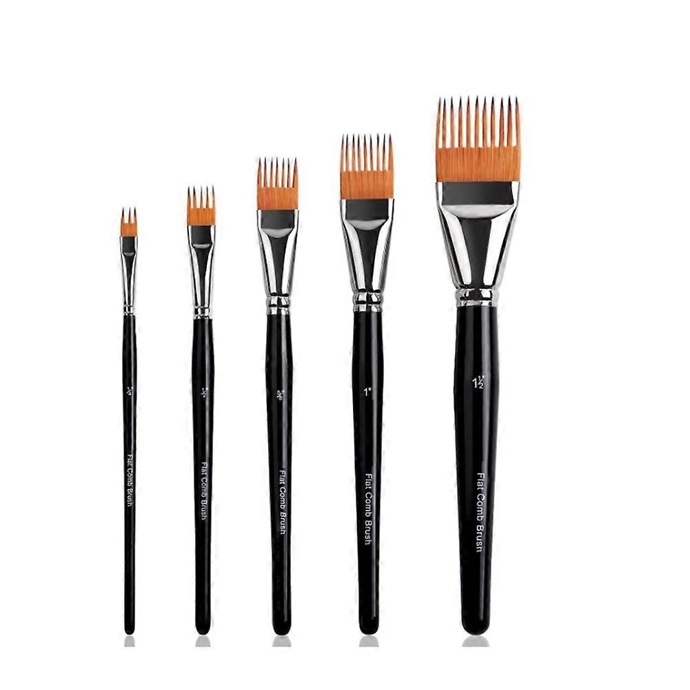 Grainer Pinselset – 5 Flache Kammpinsel Für Strukturierte Malerei, Ideal Für Künstler, Die Mit Acryl-, Aquarell- Und Ölfarben Arbeiten.