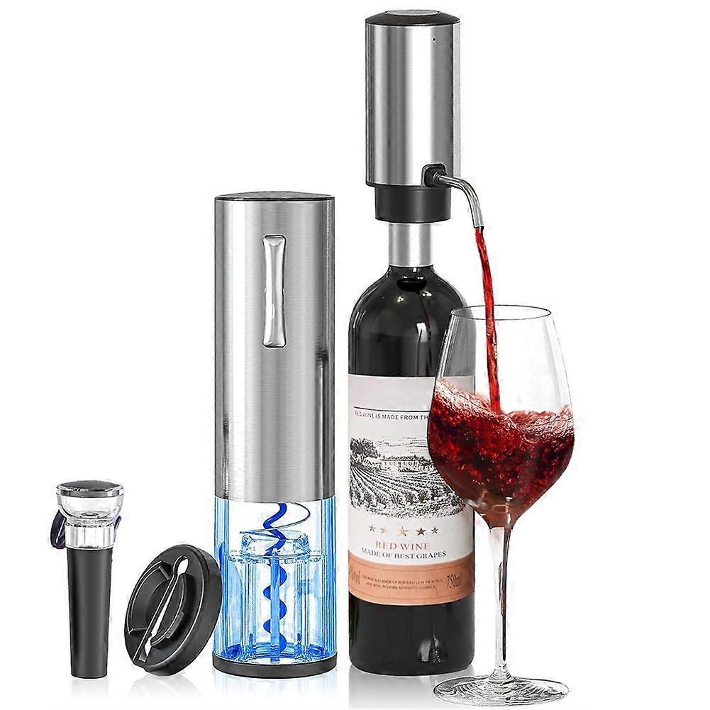 4-in-1-geschenkset Bestehend Aus Einem Wiederaufladbaren Elektrischen Flaschenöffner, Einem Weinaerator Und Einer Elektrischen Weinkaraffe, Ideal Für Gemütliche Abende An Der Hausbar.