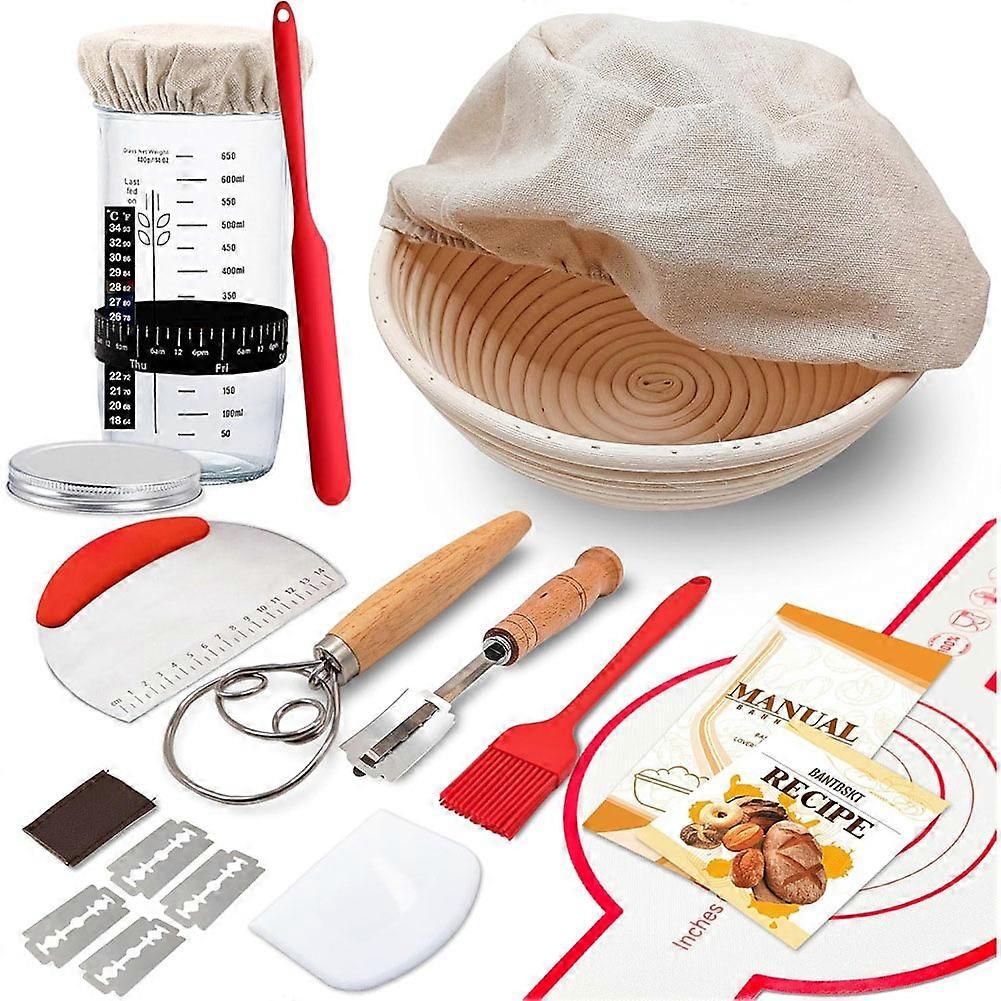 Komplettes Sauerteig-starterset, Inklusive Gärkörbchen, Fermentationskorb Und Glasgefäß.