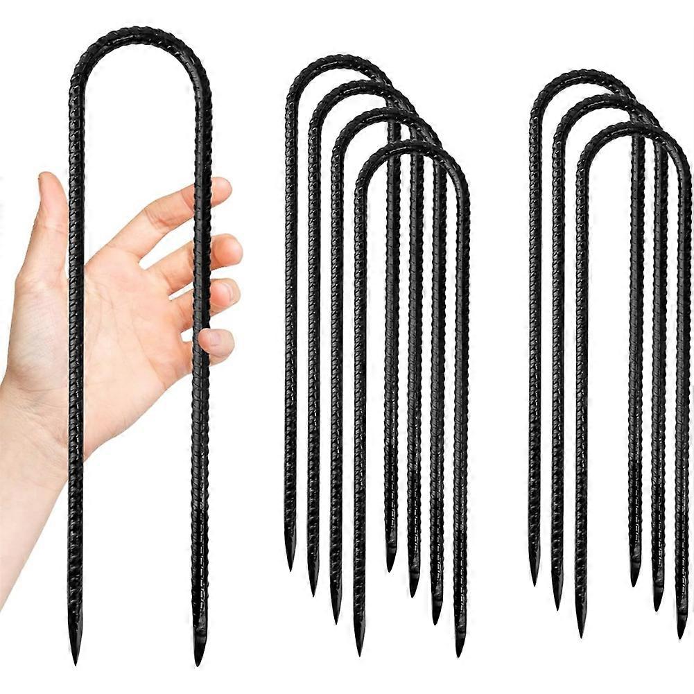 Set Mit 8 Stahlbetonpfählen, Robuste 30 Cm Lange U-förmige Metallzaunpfähle, Rostfreie Bodenanker Für Zelte Und Pflanzen