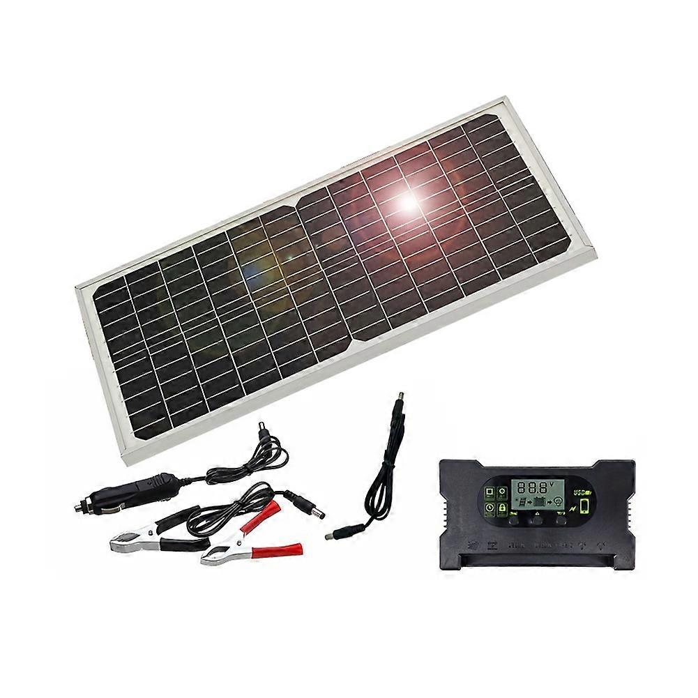 Doppeltes 30-w-12-v-solarpanel-set, Ip65 Wasserdicht, Für Den Innen- Und Außenbereich. Tragbares Solarenergiesystem.