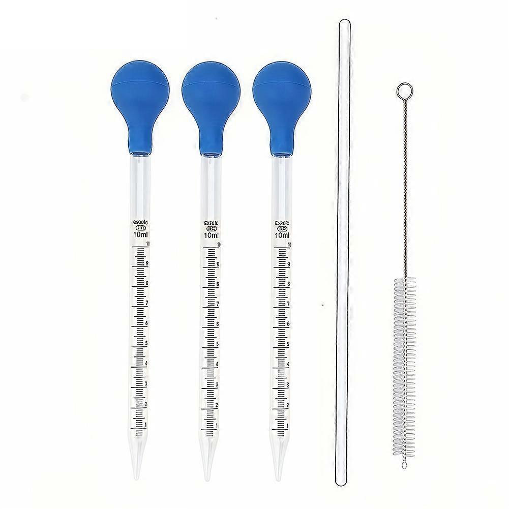 10 Ml Glaspipette (5 Stück) Mit Rührstab, Pinsel Und Gummibirne.