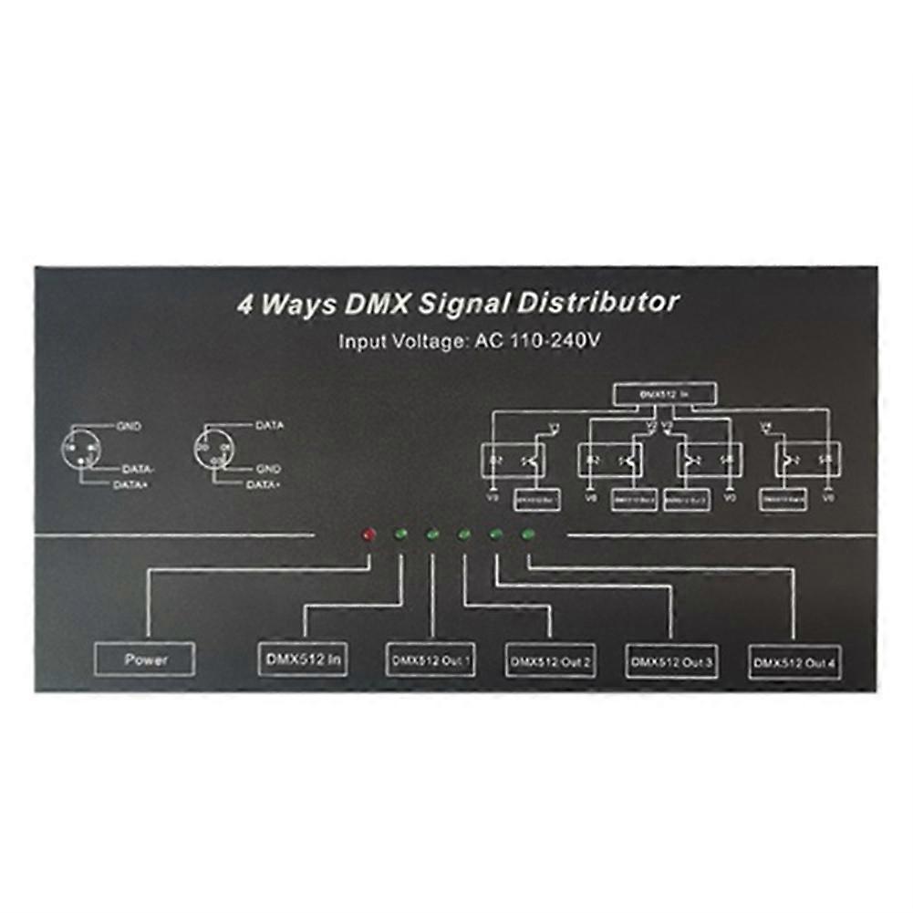 Dmx512 Splitter/verstärker Mit 100-240v Ac Eingang, 4 Kanälen Und 4 Ausgängen, Signalverteiler (us-stecker).