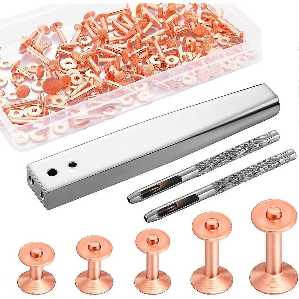 100 Sätze Kupfernieten Und Fräser, Fräsereinstellwerkzeug 9 Und 12, Sortiertes Ledernieten-set Mit Stempel Und Lochschneider Für Gürtel