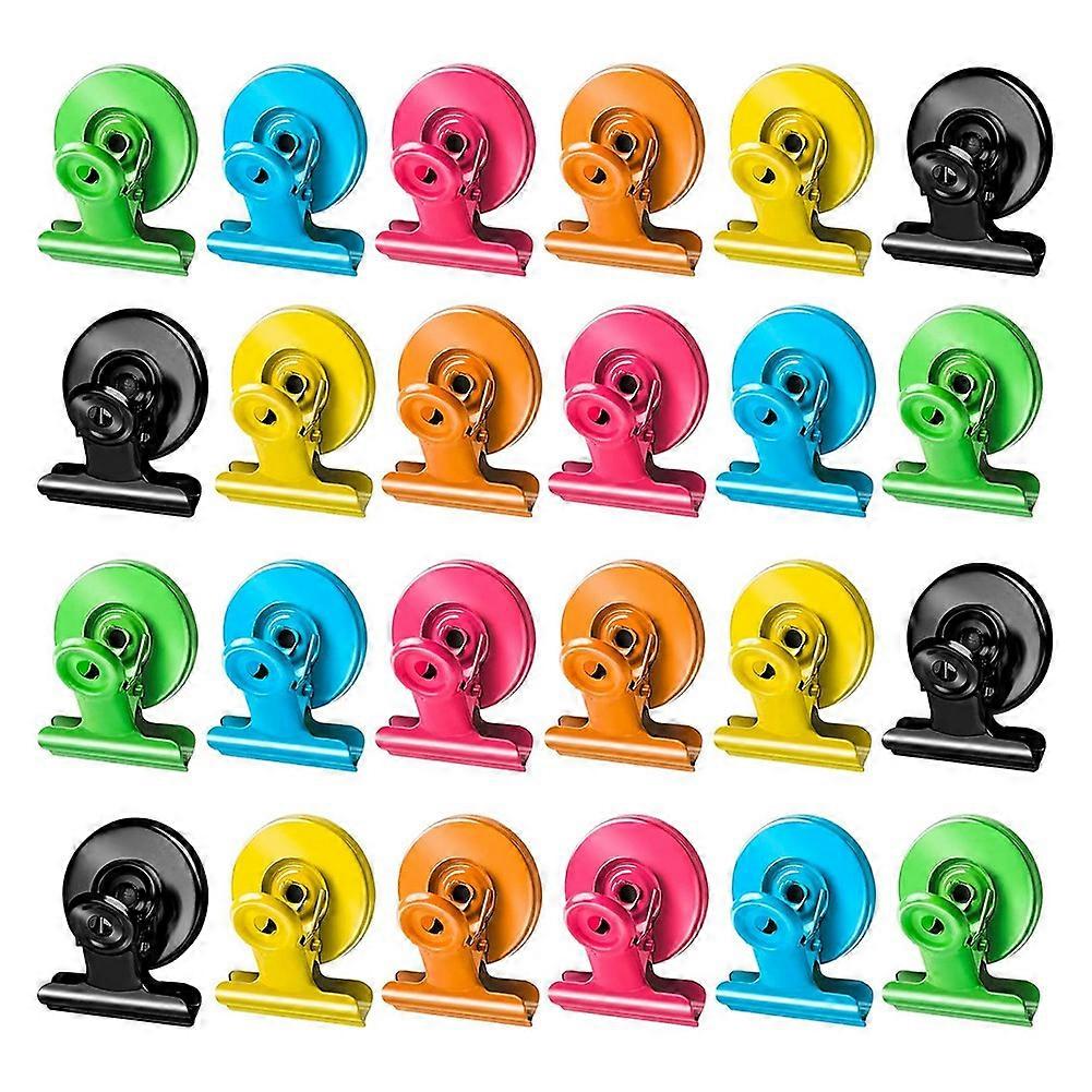Set Mit 24 Farbenfrohen Und Robusten Magnetclips Für Kühlschrank Und Whiteboard.