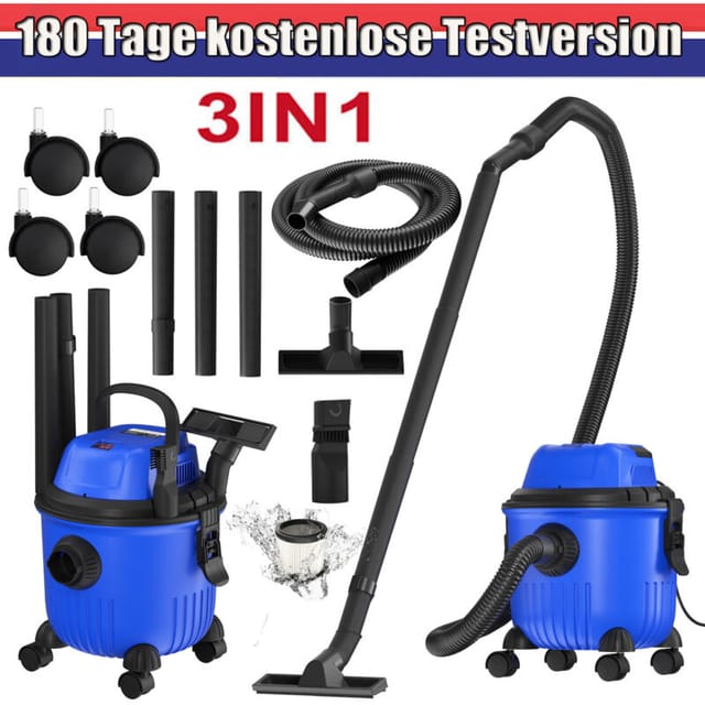 Nass & Trocken Kanister Staubsauger 2000W 15L Reinigung Blasen 3IN1 Staubsauger