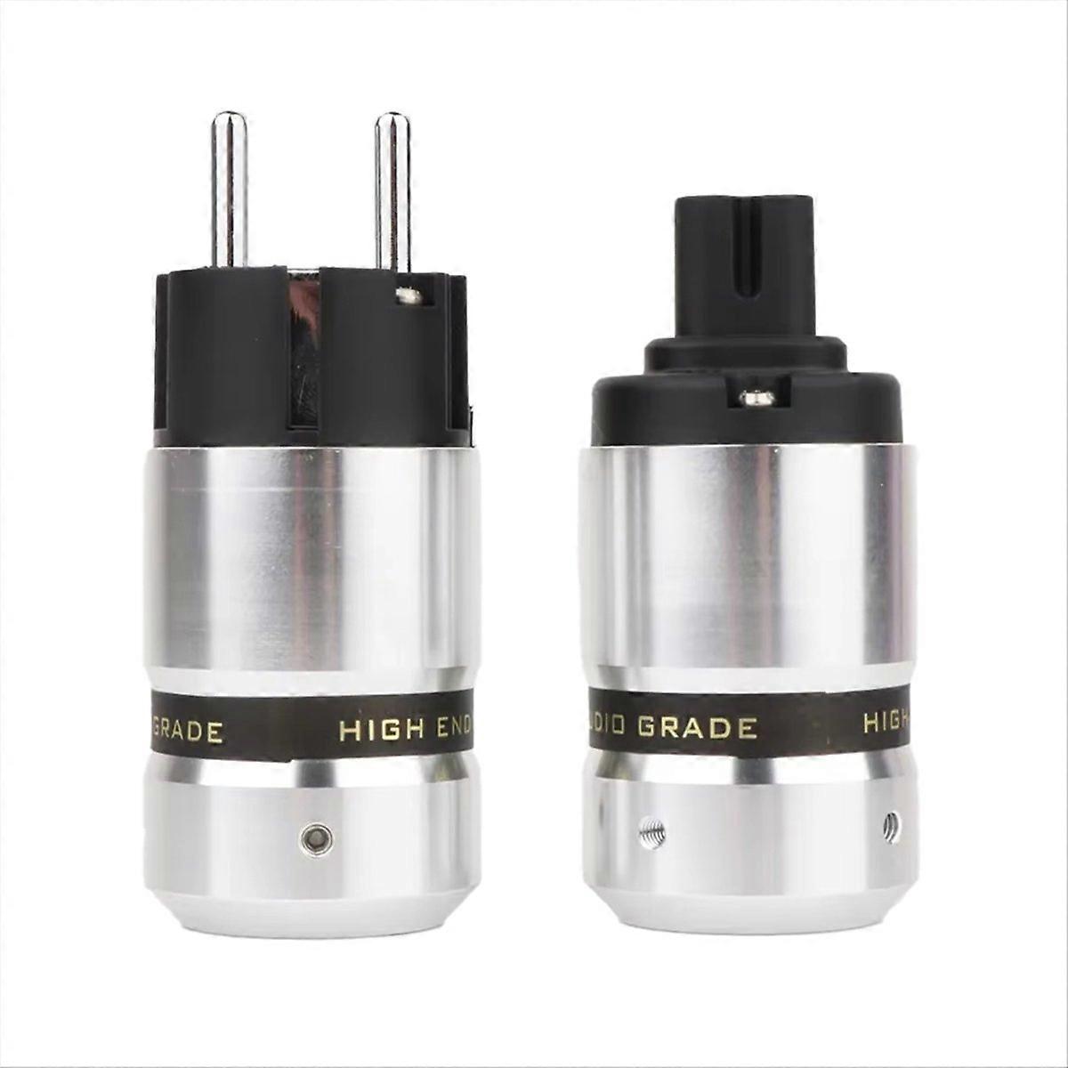 Rhodinierter Schuko-audiostecker (männlich) Mit Iec-c7-achtstecker Und Iec-c7-buchse (weiblich), Eu-stecker