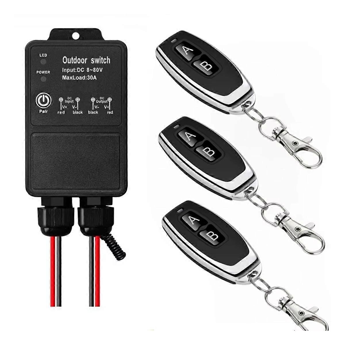 Universelle 433-mhz-funkfernbedienung, Wasserdichter Funkempfänger, 8–80 V Dc, 30 A, Für Pumpen, Lampen Und Ventilatoren