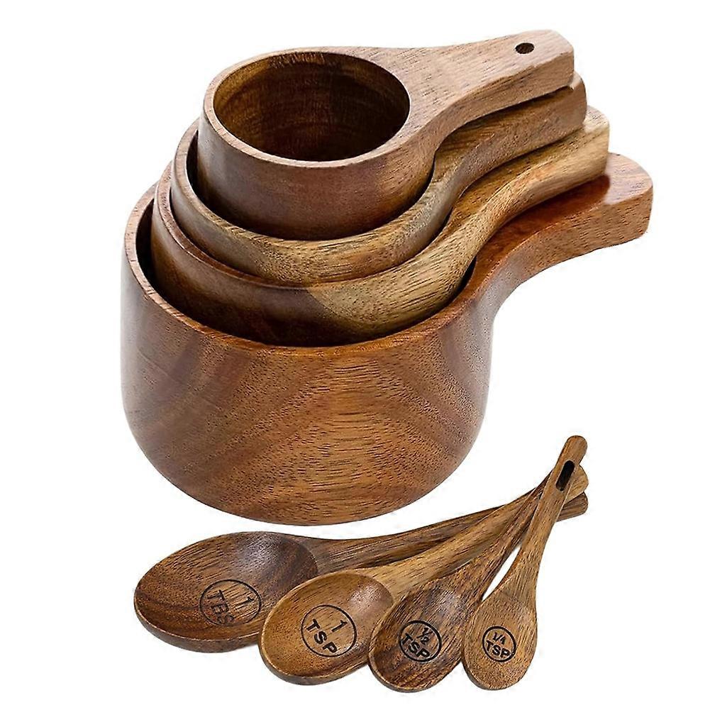 Set Mit 8 Messbechern Und -löffeln Aus Holz Zum Backen Und Kochen – Ideal Für Hobbybäcker Und -köche