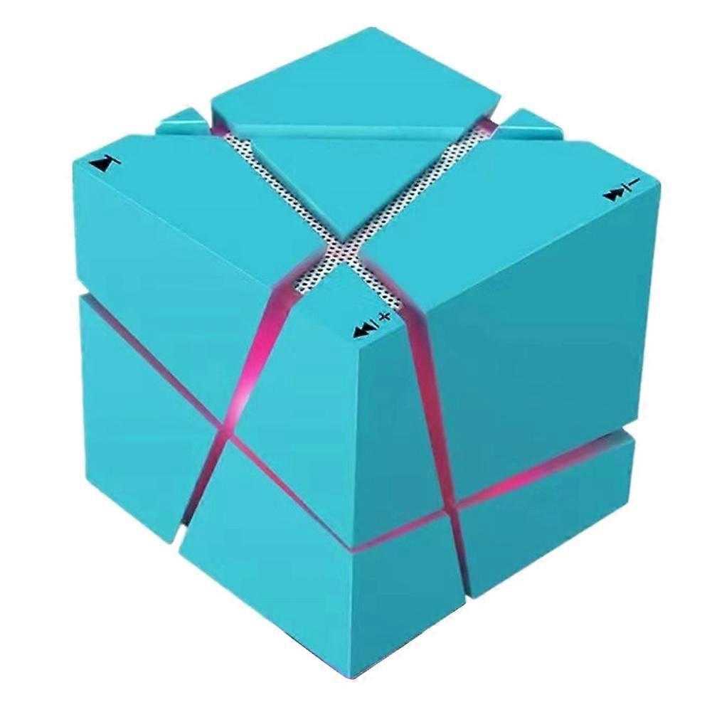 Bluetooth-lautsprecher Mit Subwoofer Und Eingebautem Radio, Soundkarte, Tragbarer Mini-stereo-würfel-led-lautsprecher, Fm- Und Tf-kartenkompatibel, Blau.